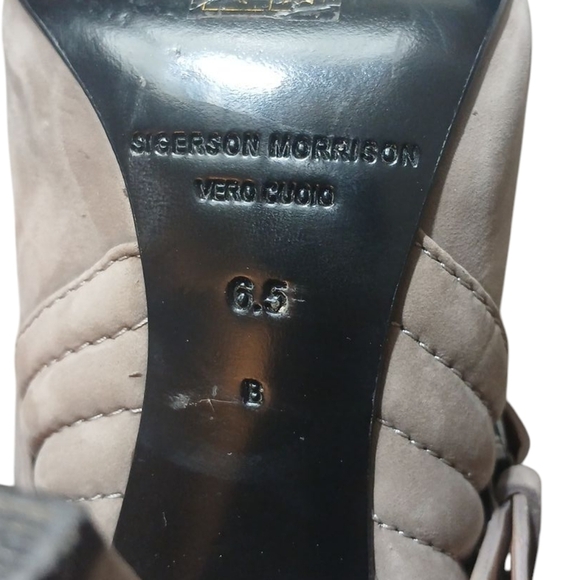 Sigerson Morrison Gray Peep Toe Ankle Booties with Stiletto Heel Size 6.5 - Picture 12 of 14